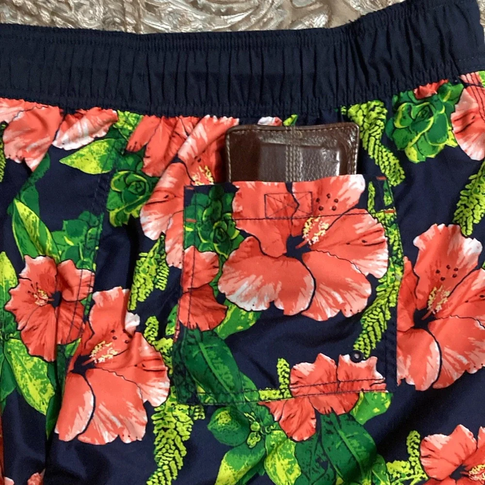 Goodfellow & Co Red and Green Board Shorts Swimwear - Picture 3 of 5